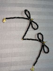 Black Bow Beaded Earrings