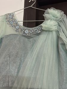 Designer Net Embroidered Flared Partywear Gown