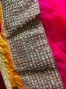 Bright Yellow Pink  Lehenga