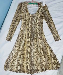 Brown Snake PrintVisit Stretch Jersey Dress