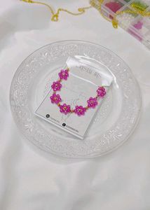 Pink Crystal Floral Bracelet