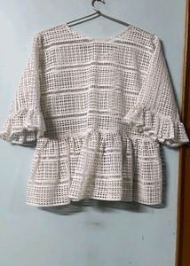 White Lace Peplum Top