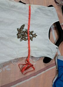 White Net Design  Kurti