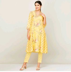 Biba Elegant Yellow Kurta Set