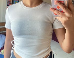 Zara White Ruched Top