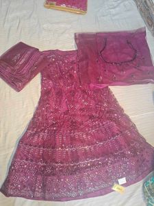 Maroon Embellished Lehenga Choli Set
