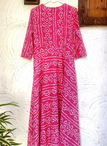 💓 Pink Anarkali Kurta with Side Dori