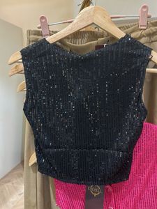 Sequin Embellished Black Vest Party