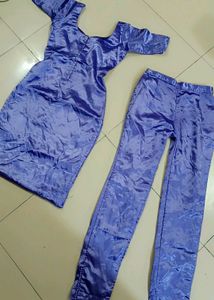 Suit and Pant Set Lavender Satin fabric