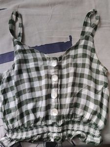 Green Check Crop Top 💚