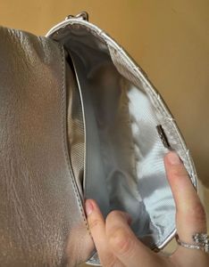 Authentic Chanel Metallic Silver Mini Flap Bag