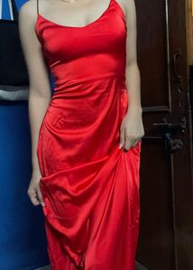 Red Satin Newme Dress