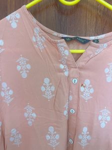 Peach Printed Kurta