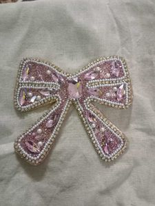 Pink Jeweled Bow Brooch