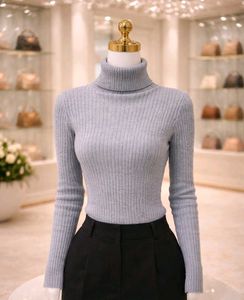 Elegant Grey Turtleneck Sweater