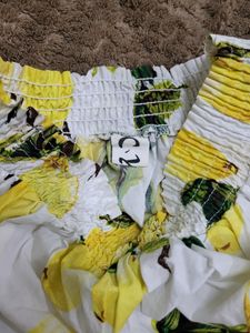 Lemon Print Off Shoulder Top