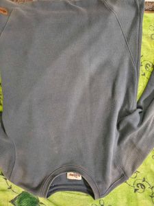 Gray Full Sleeve Solid Tshirt