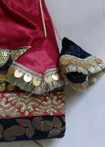 Maroon And Black Wedding Potli bag