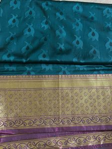 Elegant Teal &amp; Gold Saree