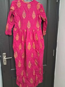 Pink &amp; Gold Print Kurta