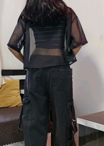Black Cargo Pants Outfit with tank top