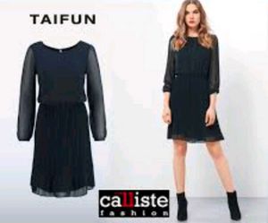 Navy Chiffon Long Sleeve Dress