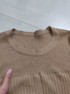 Tan Knit Sweater Dress