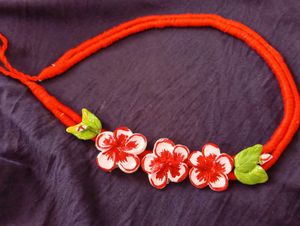 Floral Red Clay Necklace