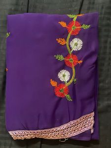 Elegant Purple Embroidered Saree