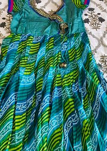 Stylish Green &amp; Blue Ethnic Dress
