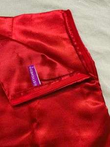 Styched Red Satin Skirt