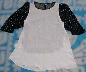 Black and White Polka Dot Sheer Blouse (Woman)