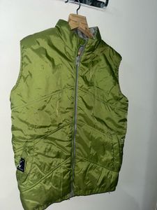 Sleeveless Double Sided Puffer Vest (green &amp; grey)