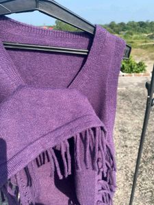 Purple half sweater with tassels