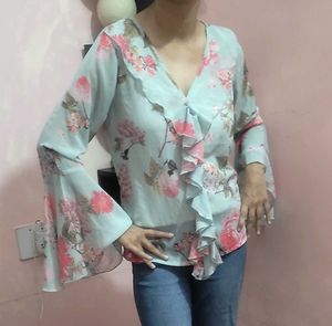 Front Flaired Floral Top