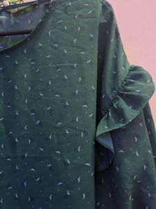 Emerald Green Ruffle Sleeve Blouse