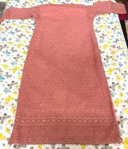 Peach Embroidered Kurta
