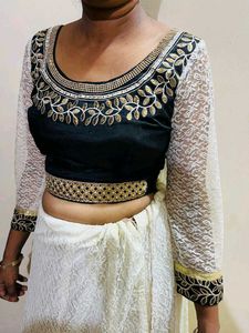 Embroidered Black &amp; Gold Lehenga New