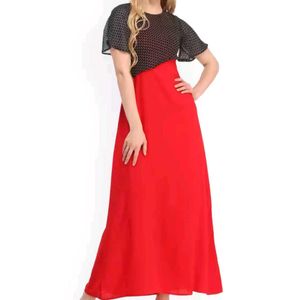 Red And Black Layered Maxi Dress