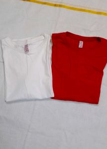 2 Tshirts Red & White