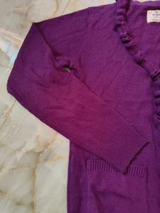 Cute Purple Ruffle Cardigan