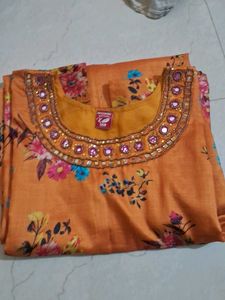 Orange Floral Kurta Set