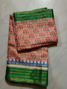 Vintage Style Block Print Saree