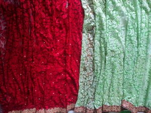 Brasho Saree Red And Green Combination 💚❤️