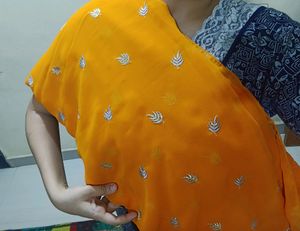 Combo Orange &amp; Cyan Saree