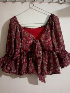 Floral Beautiful Rust Red Tops And Tunics