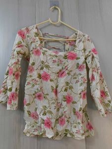 Floral Print Corset Back Short Kurti 🪞🦢