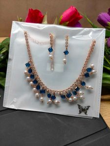 Elegant Blue & Pearl Jewelry Set