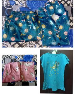 Girls Night Suit Combo Of 2 And 1 Top