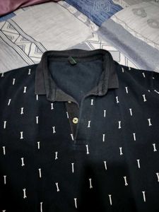 Black Printed polo T-Shirt